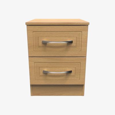 The Range Dorset Fully Assembled 2 Drawer Bedside Cabinet with Wireless Charging - Modern Oak