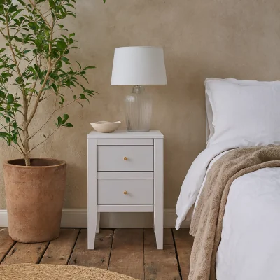 The Range Rosemary Wood Grain 2 Drawer Bedside Table - White