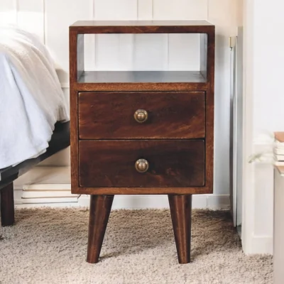 The Range Solid Wood Mini Classic California Walnut Bedside - Brown