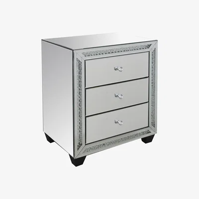 The Range Aurora Crystal Mirrored Three Drawer Bedside Table