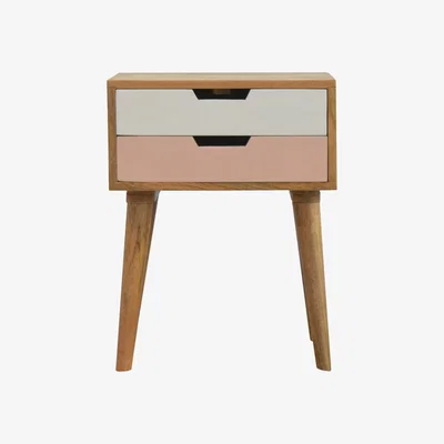 The Range Blush Pink And White Bedside Table With 2 Storage Drawer - Red
