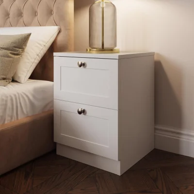 The Range FWStyle White 2 Drawer Bedside Table Nightstand Shaker Style Fronts - White
