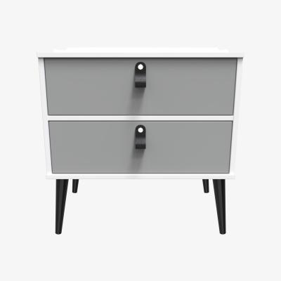 The Range Diego R Ready Assembled 2 Drawer Bedside Cabinet - Dusk Grey & White Matt