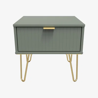 The Range Linear Ready Assembled 1 Drawer Bedside Cabinet with Legs - Reed Green