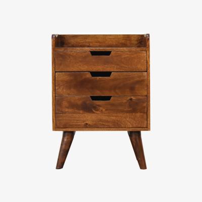 The Range Chestnut Mango Wood Gallery Back 3 Drawers Bedside Cabinet Nightstand - Brown