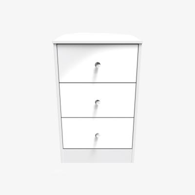 The Range Padstow Fully Assembled 3 Drawer Bedside Cabinet with Wireless Charging - White Gloss
