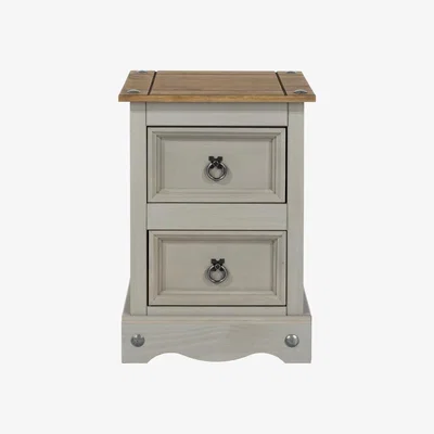 The Range Corona Two Drawer Petite Bedside - Grey