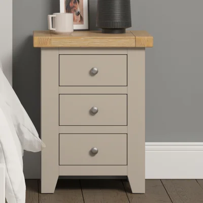 The Range Windsor 3 Drawer Bedside - Putty/Oak - Putty and oak