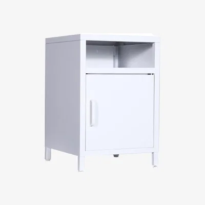 The Range Levi Metal Bedside Table with Single Cupboard(White) - white