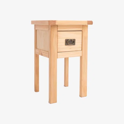 The Range Lugo 1 Drawer Bedside Table - Brown / Brass Drop