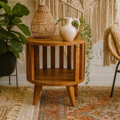 The Range Kaiula Single Mango Wood Bedside Table with Open Shelf Finish - Brown