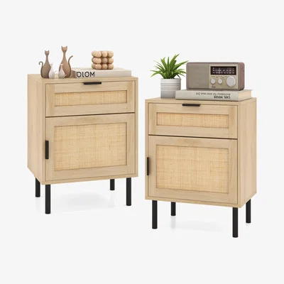 The Range Rattan Nightstand Set of 2 - Brown