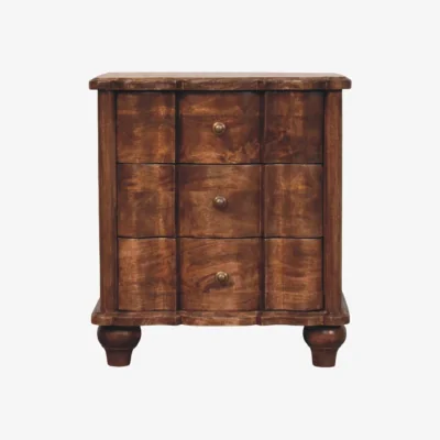 The Range Solid Wood Lume Roasted Panelled Bedside - Roasted Almond