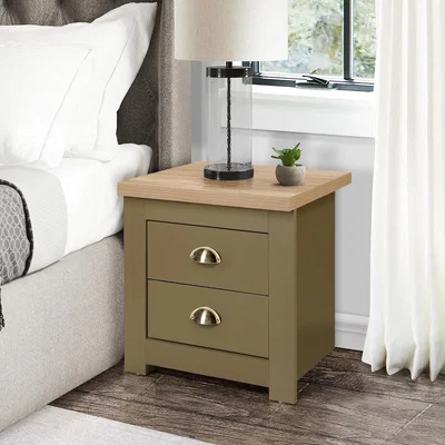 The Range Highgate 2 Drawer Bedside - Olive