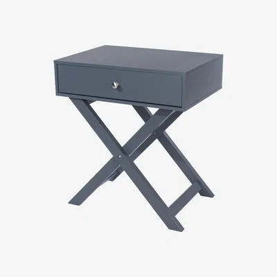 The Range X Leg 1 Drawer Bedside Cabinet - Midnight blue/grey