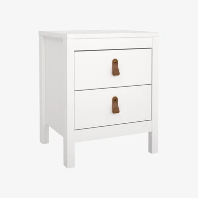The Range Barcelona Bedside Table 2 Drawers in Cashmere - White