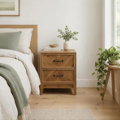 The Range Harrington 2 Drawer Bedside - Medium Oak effect