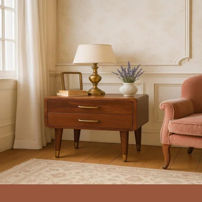 The Range Solid Wood Astor 2-Drawer Nightstand - Brown
