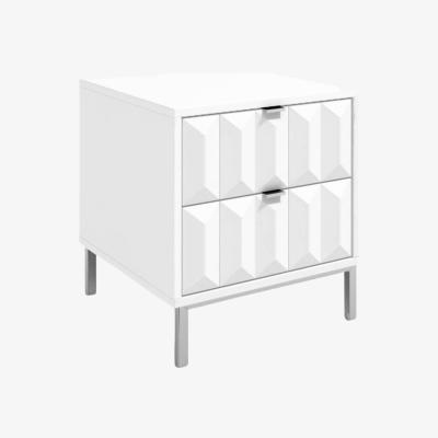 The Range Siena 2 Drawer High Gloss Geometric Bedside Table - White