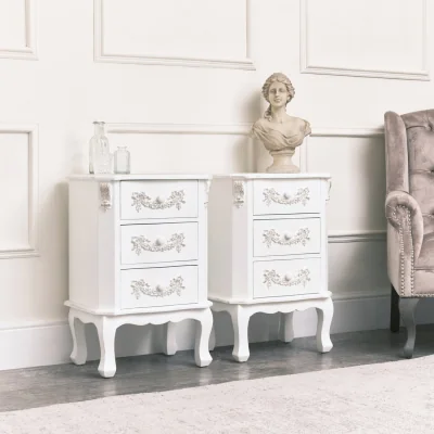 The Range Pack of 2 Pays Blanc 3 Drawer Bedside Tables