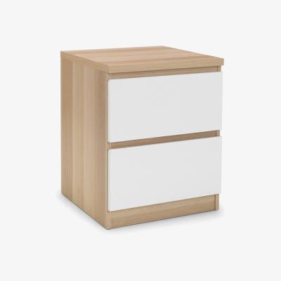 The Range Jupiter 2 Drawer Bedside Oak  White - Oak & White