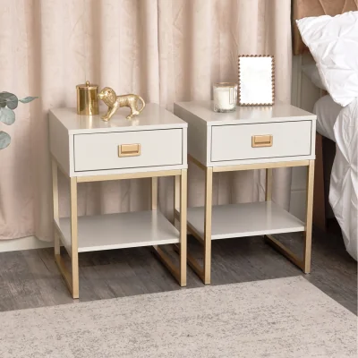 The Range Elle Pack of Two Bedside Tables - Stone