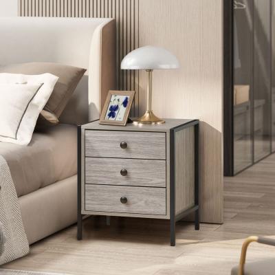 The Range Alva 3 Drawer Bedside Table - Grey Oak