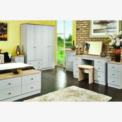The Range Vienna Ready Assembled 5 Drawer Bedside Cabinet - Kashmir Ash & Bardolino Oak