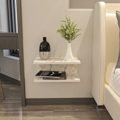 The Range Ramira Floating Bedside Table - White Marble Effect