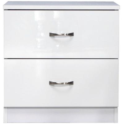 The Range Chiswick 2 Drawer Bedside Table Gloss Finish - Gloss White