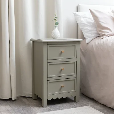 The Range Staunton Scallop Bedside Table - Taupe