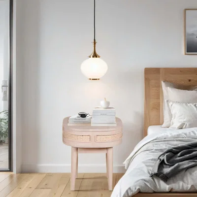 The Range Berma Cane  Mango Wood Bedside Table - Natural