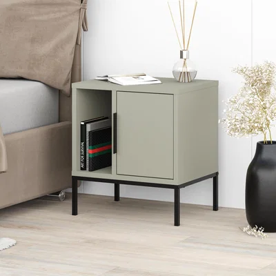 The Range Glynn Nightstand with Metal U Legs - Ash Green