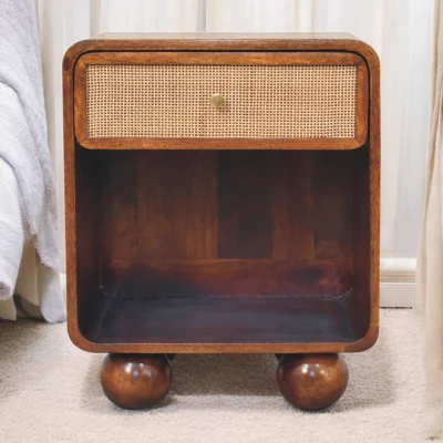 The Range Solid Wood Chestnut Open Woven Bedside - Chestnut