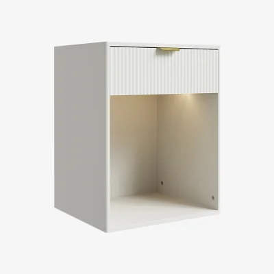 The Range Set of 2 Bedside Tables with Charging Station and RGB LED Light Strip - White