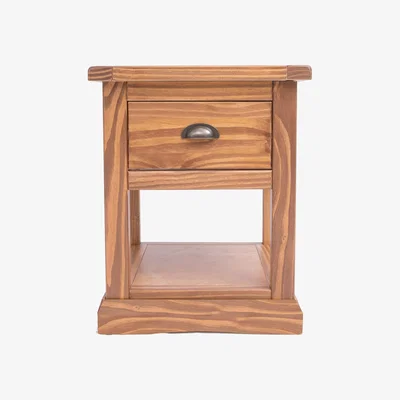 The Range Tirolo 1 Drawer Bedside Table with Shelf - Brown / Brass Cup