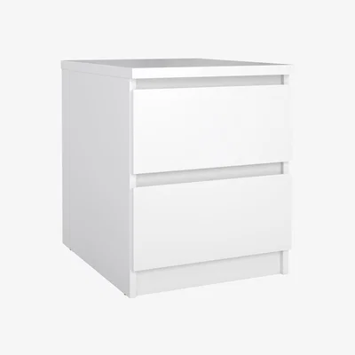The Range Naia 2 Drawer Modern Bedside Table - White