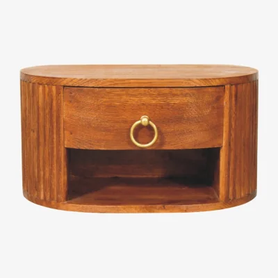 The Range Solid Wood Oval Wall Nightstand - Tiger Oak