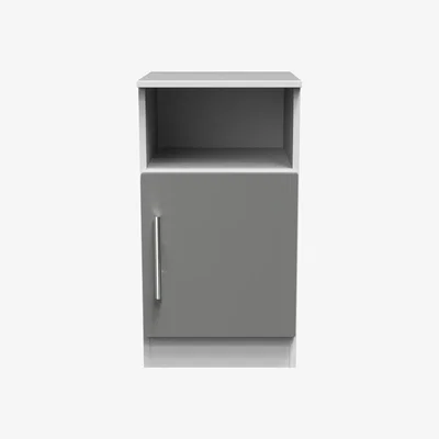 The Range Contrast 1 Door Bedside Cabinet Dust Grey  White - Dust Grey / White