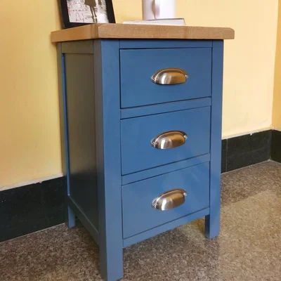 The Range 3 Drawer Large Bedside Wide Bedroom Cabinet Night Stand - Blue - Type A