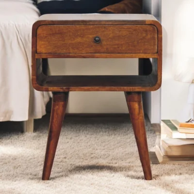 The Range Solid Wood Avora Chestnut Nightstand with Drawer and open slot - Brown