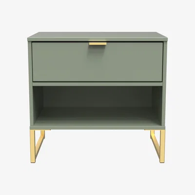 The Range Diego Ready Assembled Double 1 Drawer Bedside Cabinet (Diego) - Reed Green