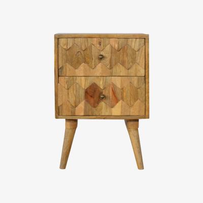 The Range Pineapple Carved 2 Drawer Bedside Table - Brown