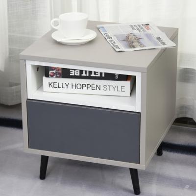 The Range HOMCOM 2-Tier Bedside Table - Grey and White