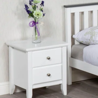 The Range Amani Twin Drawers Bedside Table  - Satin White