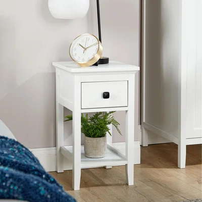 The Range Bellevue 1 Drawer Bedside Compact Nightstand  - White