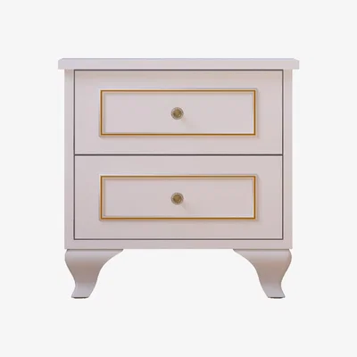 The Range MARIE 2 Drawer Gold White Bedside Table - White