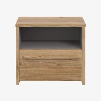The Range FWStyle Bedside 1 Drawer With Open Shelf Matt Grey With Oak Deep - Grey