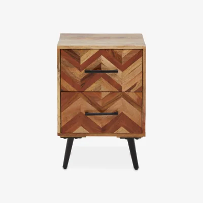 The Range Boho Two Drawer Bedside Table in Mango Wood - Black