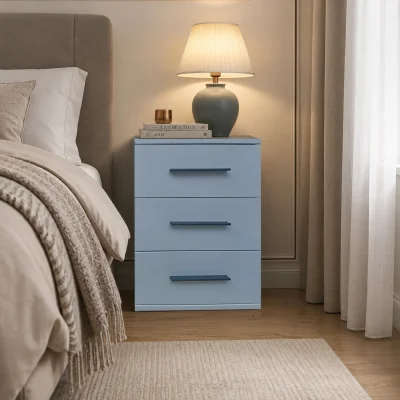The Range Swindon Medium Grey 3 Drawer Bedside Cabinet - Grey